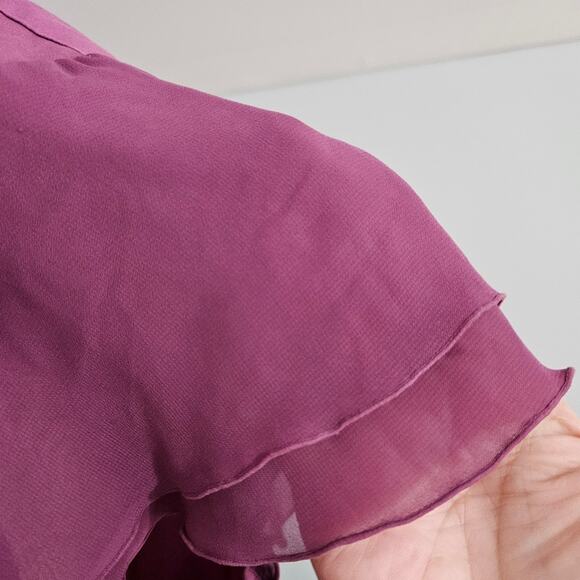 Purple Ruffled Wrap Blouse Plus Size 24W Flutter Sleeve Cinch Waist Fairycore - Picture 7 of 15